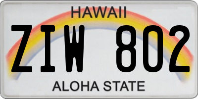 HI license plate ZIW802