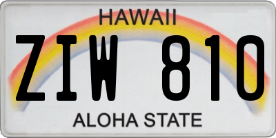 HI license plate ZIW810