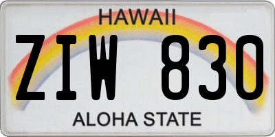HI license plate ZIW830