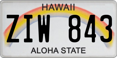 HI license plate ZIW843