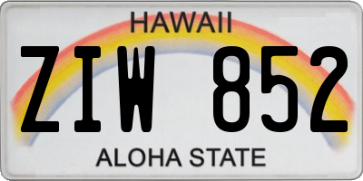 HI license plate ZIW852