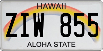 HI license plate ZIW855