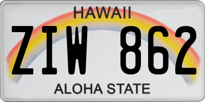HI license plate ZIW862