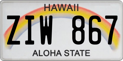 HI license plate ZIW867