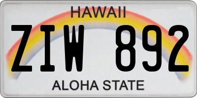 HI license plate ZIW892