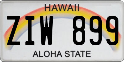 HI license plate ZIW899