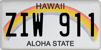 HI license plate ZIW911