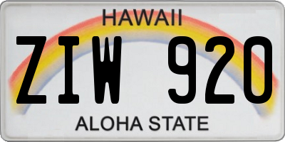 HI license plate ZIW920