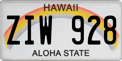 HI license plate ZIW928
