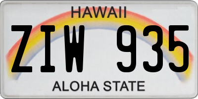 HI license plate ZIW935