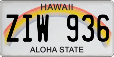 HI license plate ZIW936