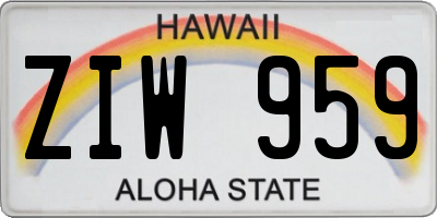 HI license plate ZIW959