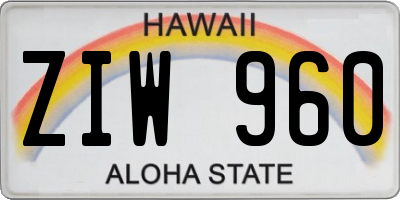 HI license plate ZIW960