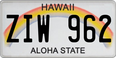 HI license plate ZIW962