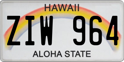 HI license plate ZIW964