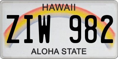 HI license plate ZIW982
