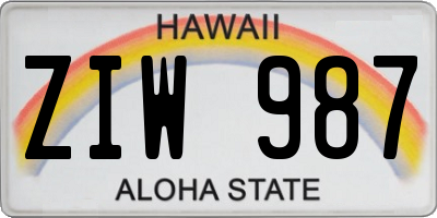HI license plate ZIW987