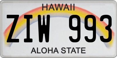 HI license plate ZIW993