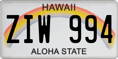 HI license plate ZIW994