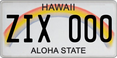 HI license plate ZIX000