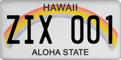 HI license plate ZIX001