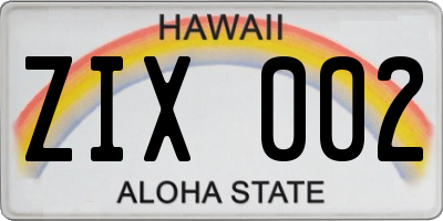 HI license plate ZIX002