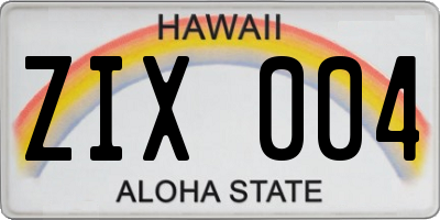 HI license plate ZIX004