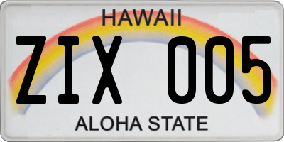 HI license plate ZIX005