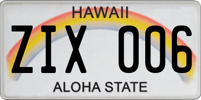 HI license plate ZIX006