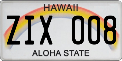 HI license plate ZIX008