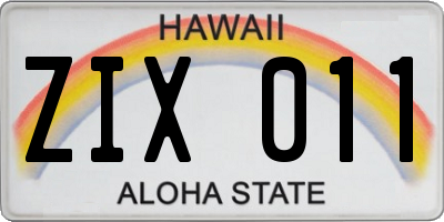 HI license plate ZIX011