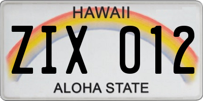 HI license plate ZIX012
