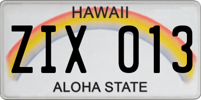 HI license plate ZIX013