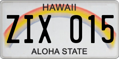 HI license plate ZIX015