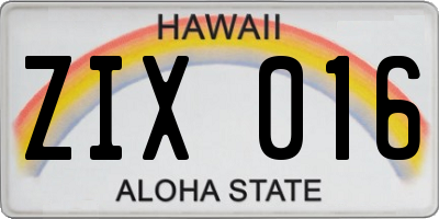 HI license plate ZIX016