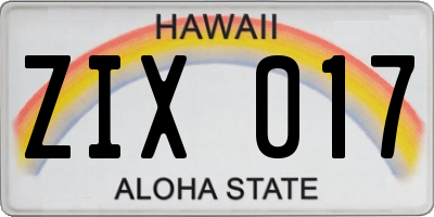HI license plate ZIX017