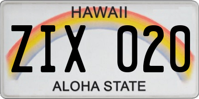 HI license plate ZIX020