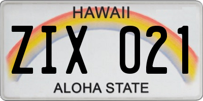 HI license plate ZIX021