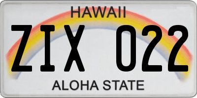 HI license plate ZIX022