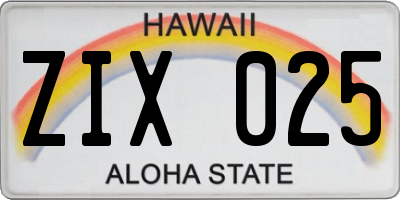 HI license plate ZIX025