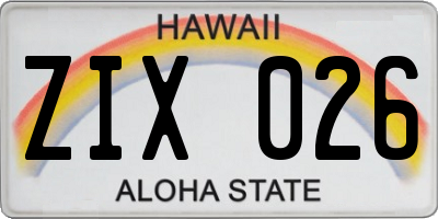 HI license plate ZIX026
