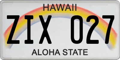 HI license plate ZIX027