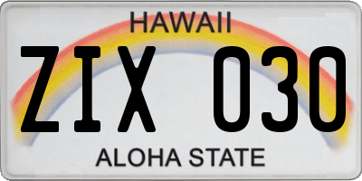 HI license plate ZIX030