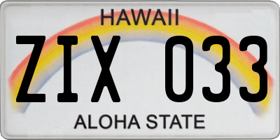 HI license plate ZIX033