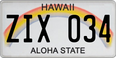 HI license plate ZIX034