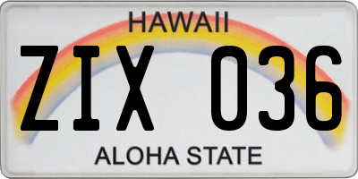 HI license plate ZIX036