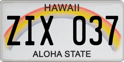 HI license plate ZIX037