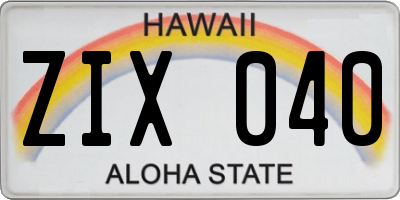 HI license plate ZIX040