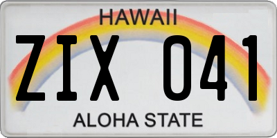 HI license plate ZIX041