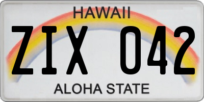 HI license plate ZIX042